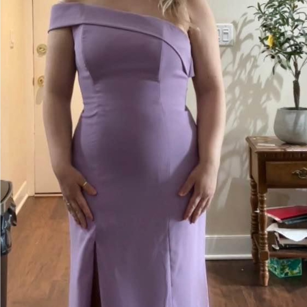 One shoulder evening gown